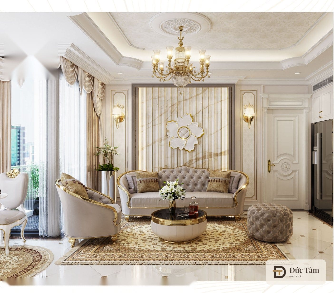 Phòng khách căn hộ condotel tại Hạ Long, phối cảnh thiết kế