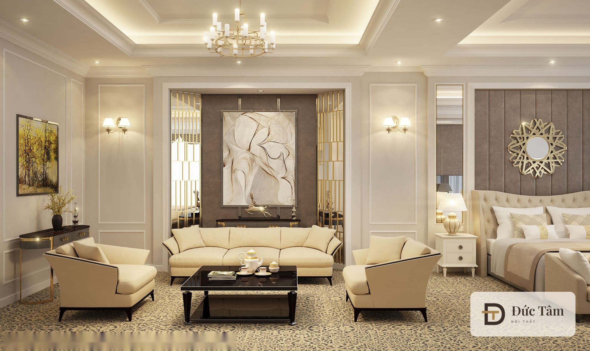 Phòng ngủ suite tại khách sạn ở Nha Trang, phối cảnh thiết kế