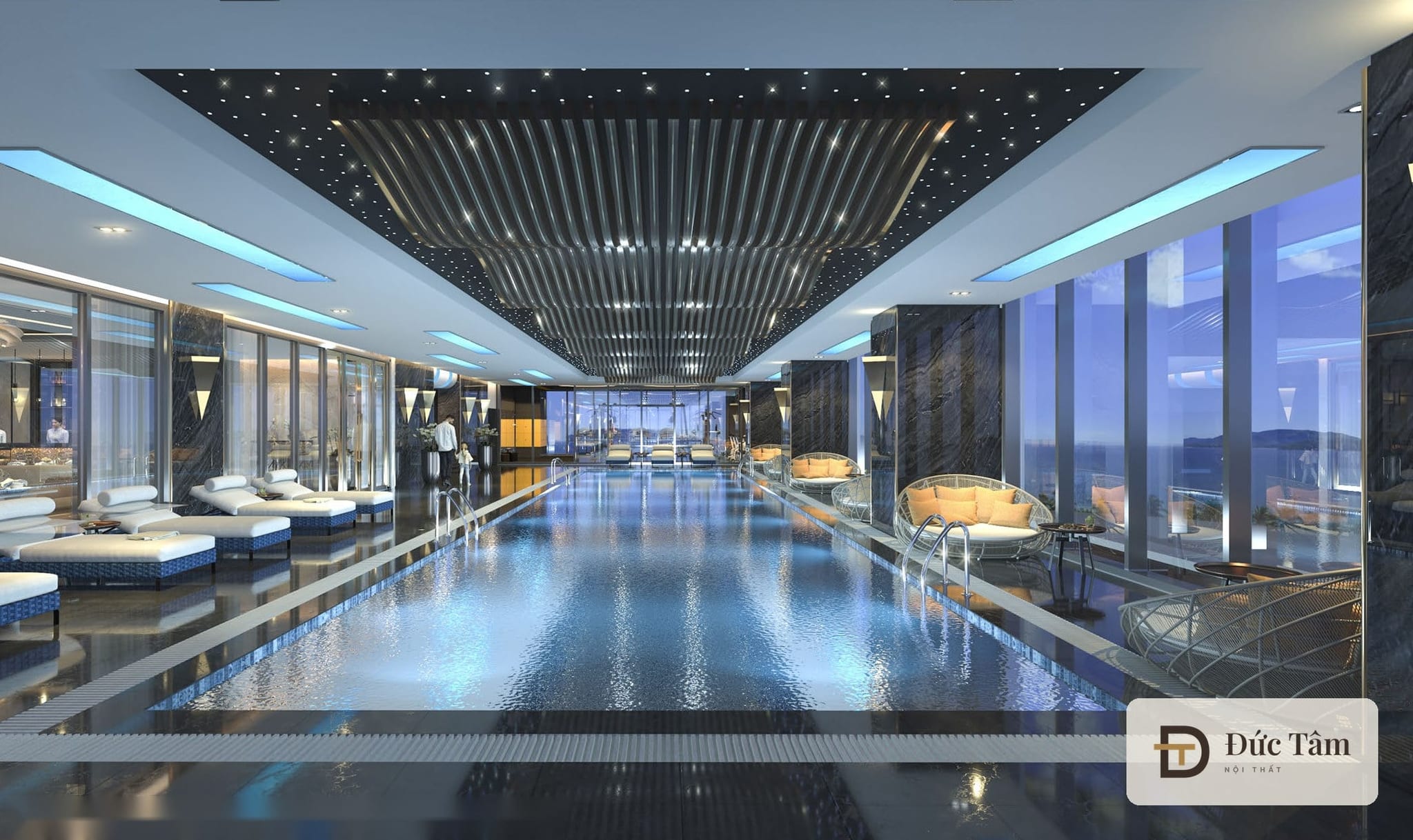 Bể bơi trong nhà với trần mô phỏng bầu trời sao tại tổ hợp khách sạn – condotel Hạ Long
